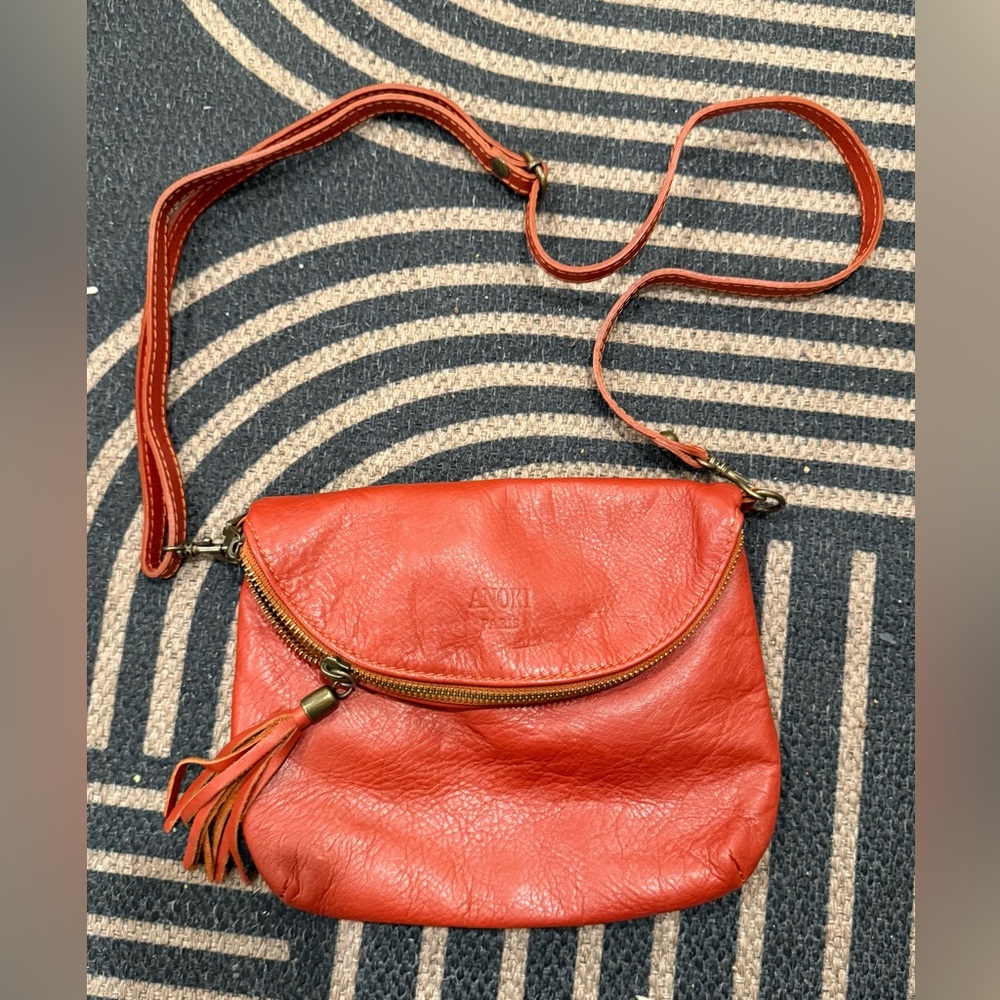 ANOKI Paris Red Leather Crossbody Bag